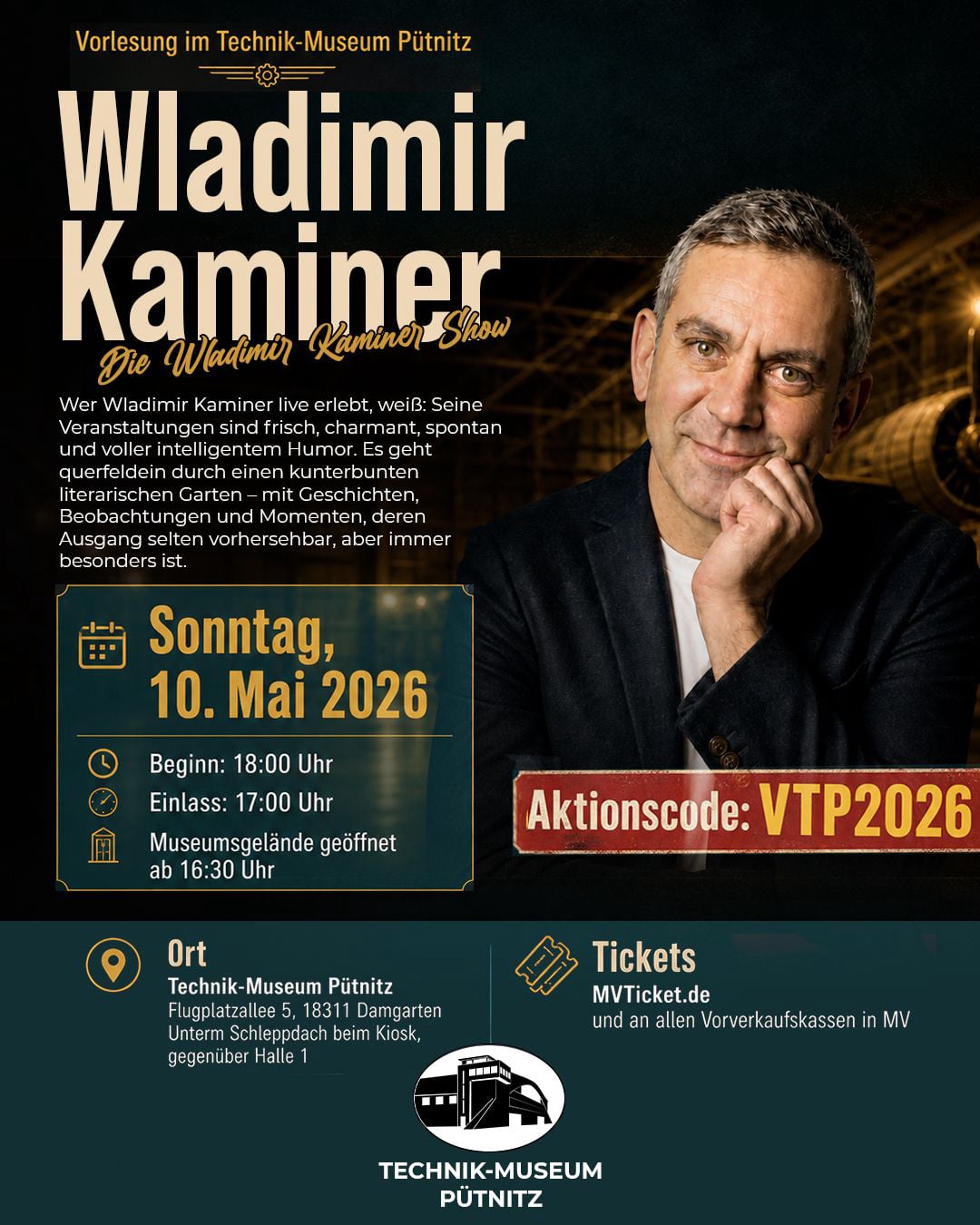 Flyer zum 2. Hallenflohmarkt im Technik-Museum Pütnitz (Vorderseite)